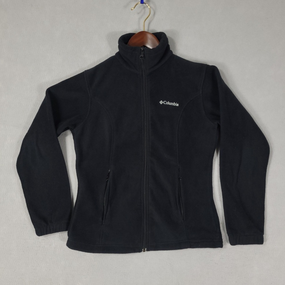 Columbia Fleece Jacket Womens M Black Benton Springs Full Zip Polyester XL1322